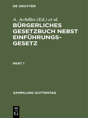 cover image of Bürgerliches Gesetzbuch nebst Einführungsgesetz